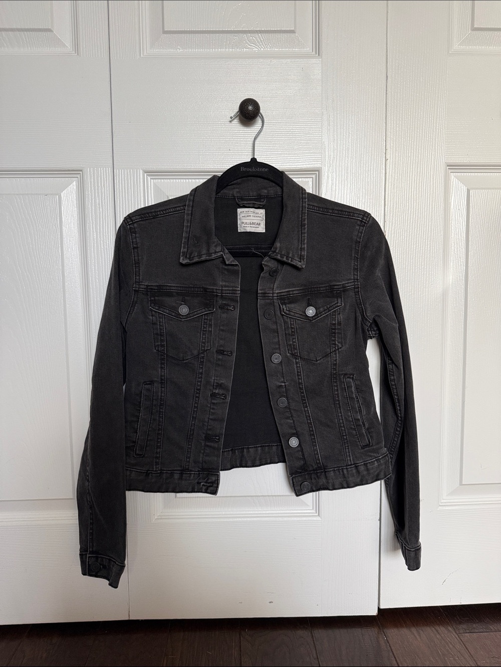 Pull&Bear Women's Washed Black Denim Jacket